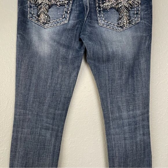 Miss Me Ankle Straight embellished rhinestone pocket jeans 26 - Picture 9 of 12